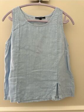 CHARLIE B Light Blue Linen Sleeveless Tank Top P/S